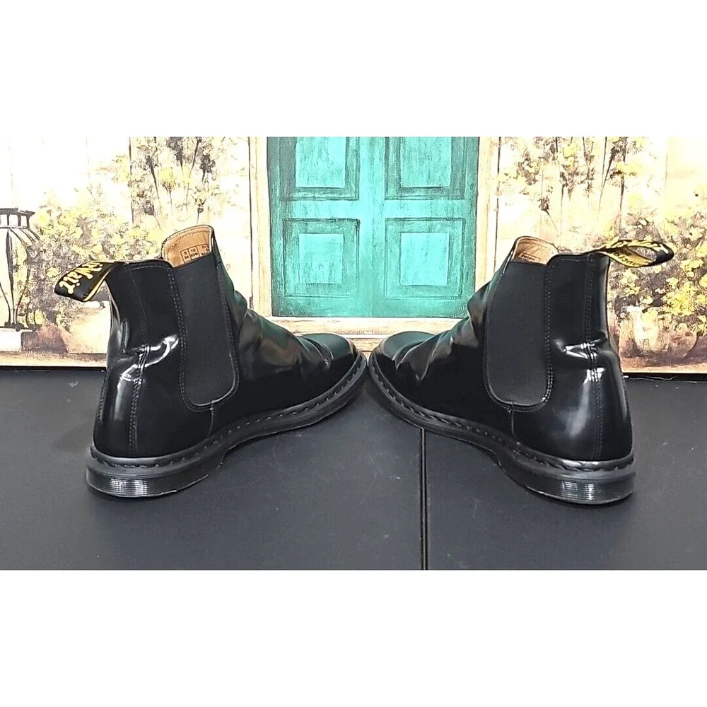 Dr. Martens Graeme II Black Polished Leather Chelsea Mens Size 10 M Ankle Boots